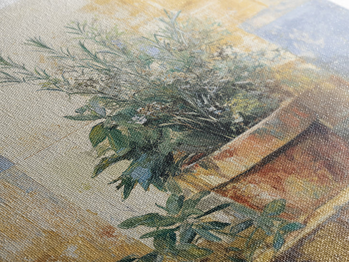 Wild Herbs Rosemary and Thyme Botanical Study Canvas Print, Mediterranean Art, Original Painting, Living Room Decor, Azure, MAR-1x1-96