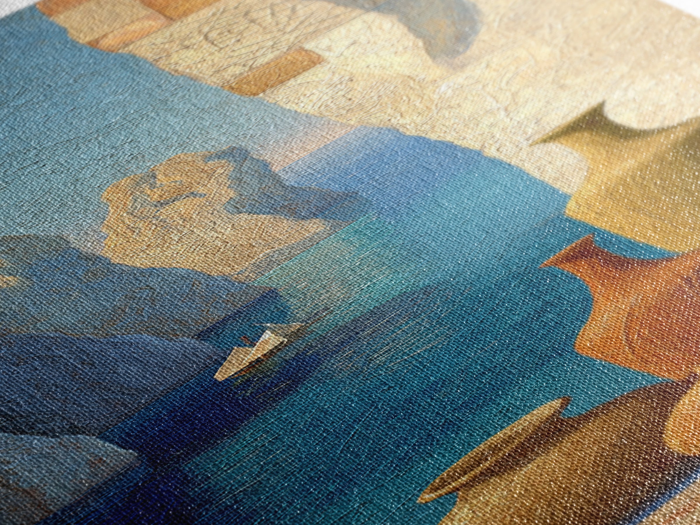 Coastal Cliffs with Sparkling Blue Water Canvas Print, Mediterranean Art, Contemporary Art, Living Room Decor, Fine Art, Azure, MAR-1x3-56