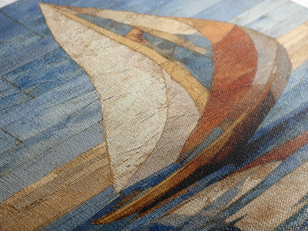 Mediterranean Sailboat on Glassy Water Canvas Print, Mediterranean Art, Landscape Wall Art, Living Room Decor, Fine Art, Azure, MAR-1x3-78