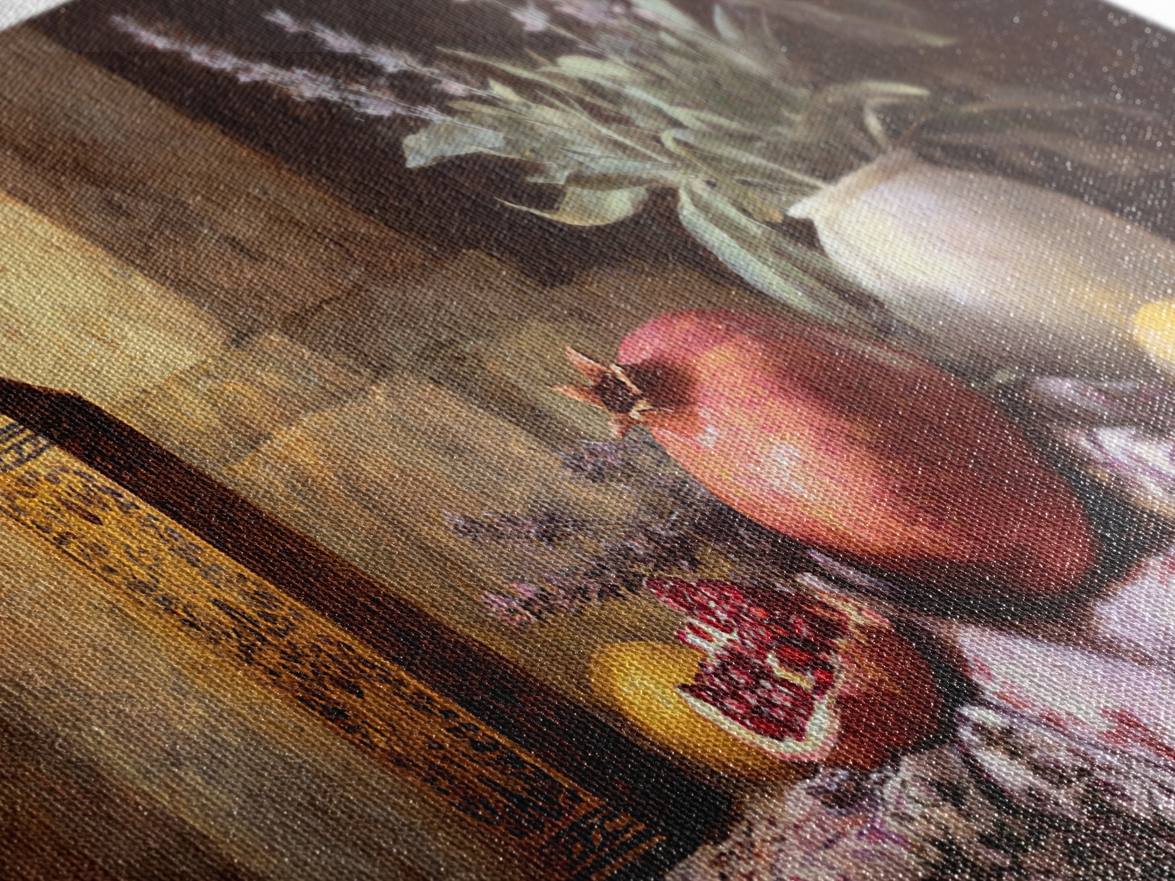 Pomegranate Still Life Canvas Print, Mediterranean Art, Living Room Decor, Oil Painting, Azure, Modern Wall Art, MAR-2x1-39
