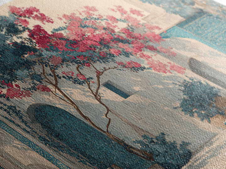 Bougainvillea Cascading over Stone Wall Canvas Print, Mediterranean Art, Home Decor, Living Room Decor, Fine Art, Azure, MAR-2x1-73