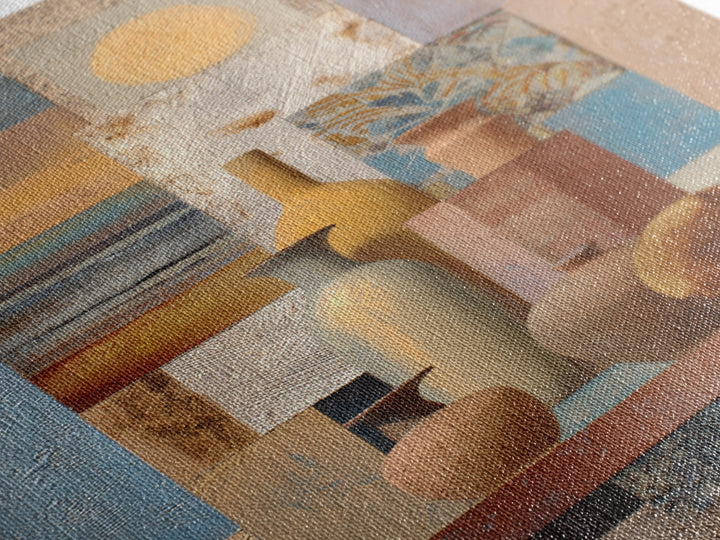 Warm Terra Cotta Abstract Landscape Framed Canvas Print, Mediterranean Art, Statement Artwork, Living Room Decor, Azure, MAR-2x3-22