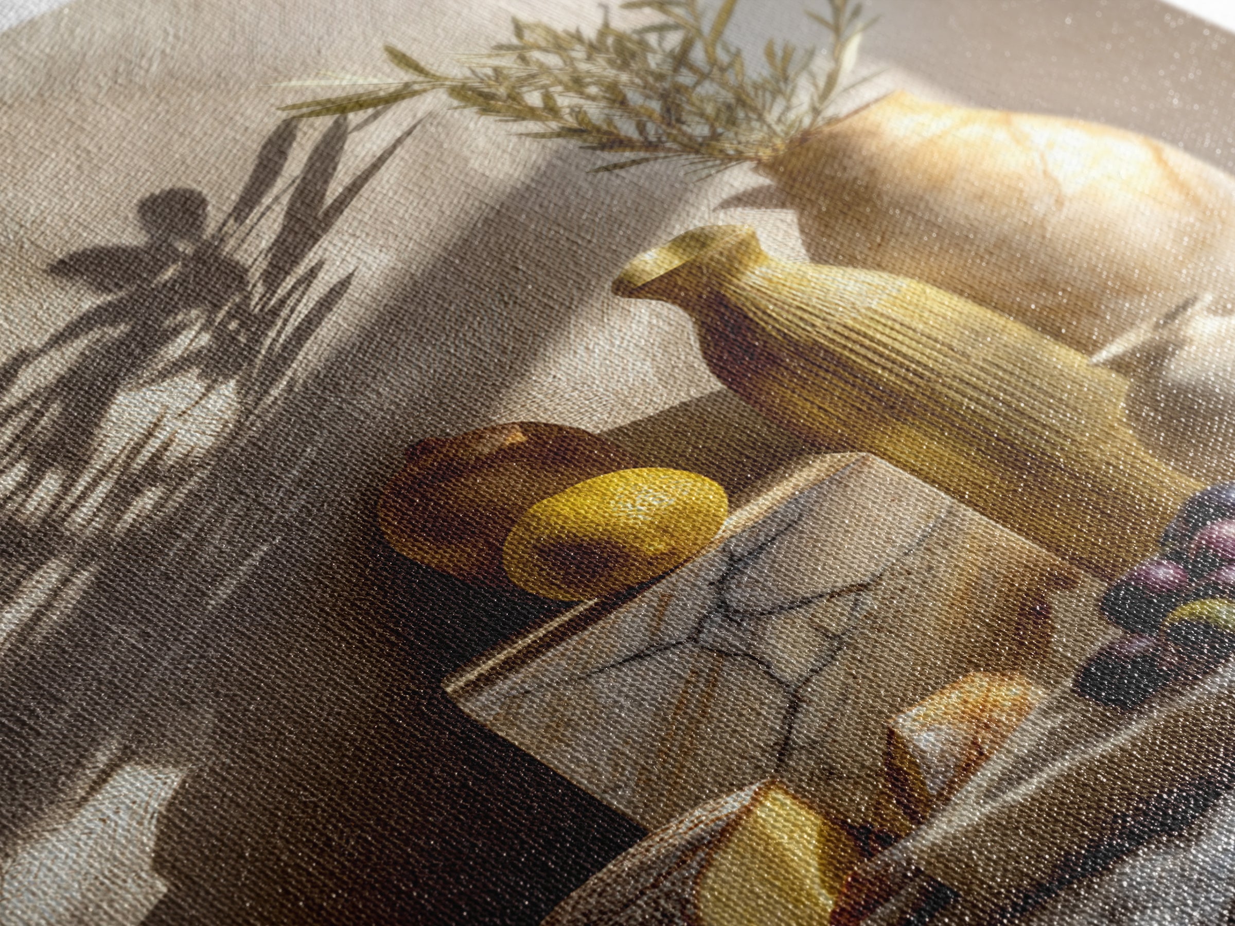 Figs Olives and Cheese Still Life Canvas Print, Mediterranean Art, Landscape Wall Art, Living Room Decor, Fine Art, Azure, MAR-2x3-40