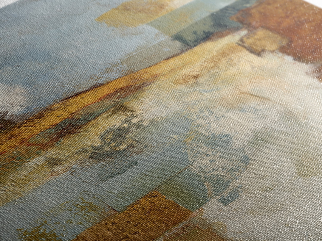 Warm Terra Cotta Abstract Landscape Framed Canvas Print, Mediterranean Art, Statement Artwork, Living Room Decor, Azure, MAR-2x3-46