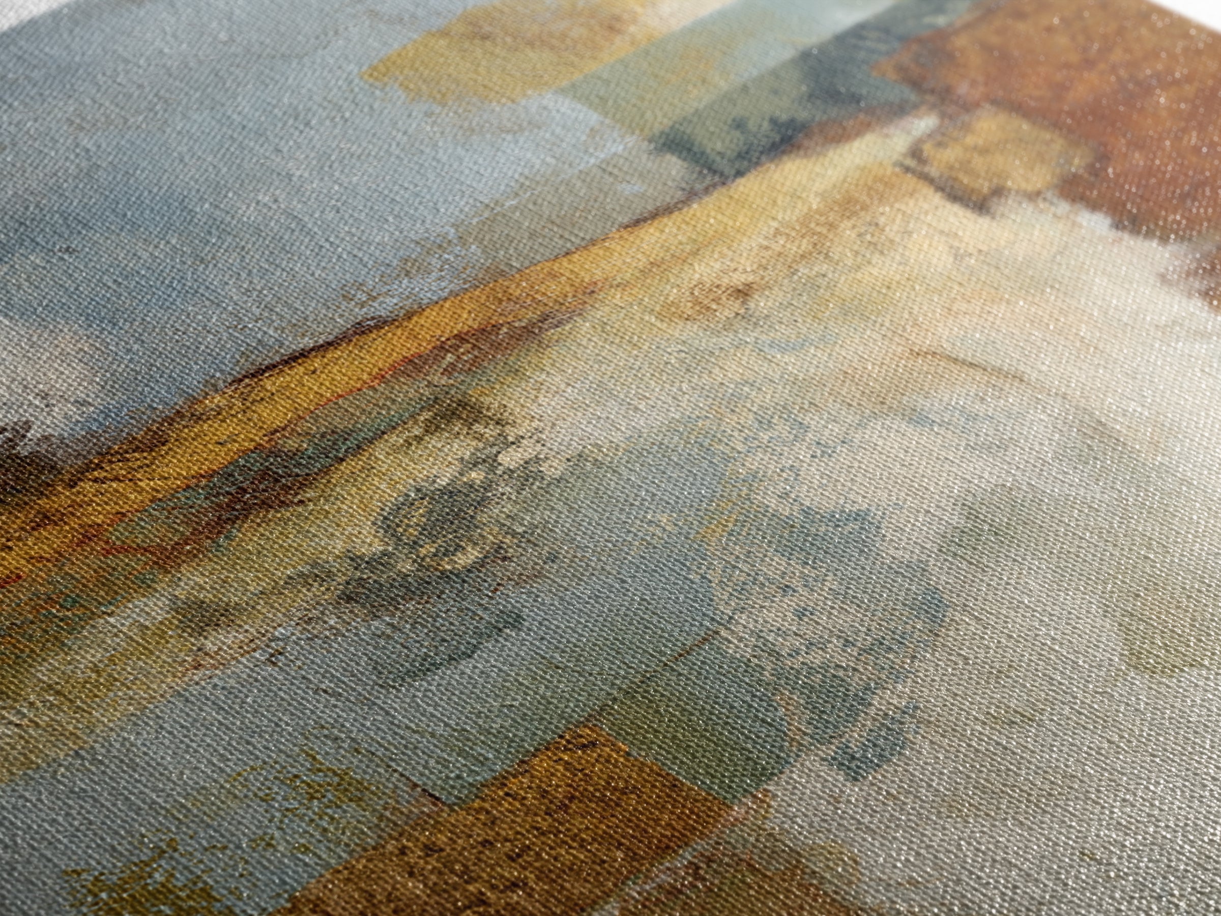 Warm Terra Cotta Abstract Landscape Framed Canvas Print, Mediterranean Art, Statement Artwork, Living Room Decor, Azure, MAR-2x3-46