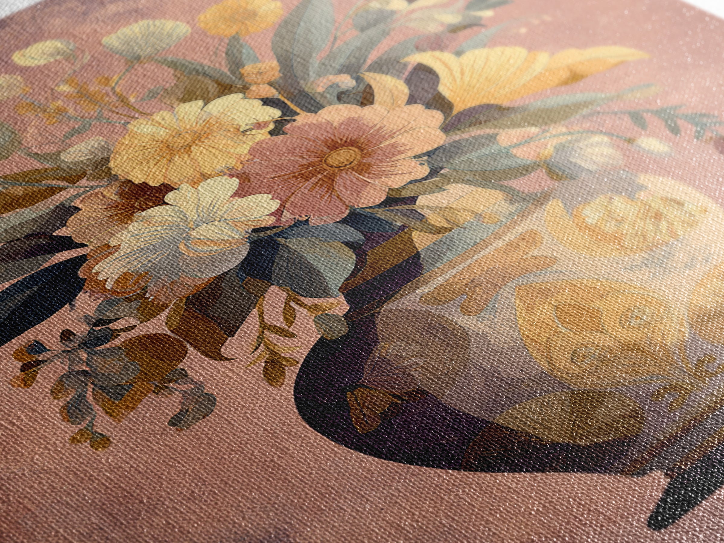 Greek Vase Modern Floral Design Canvas Print, Mediterranean Art, Art Print, Living Room Decor, Oil Painting, Azure, MAR-2x3-71