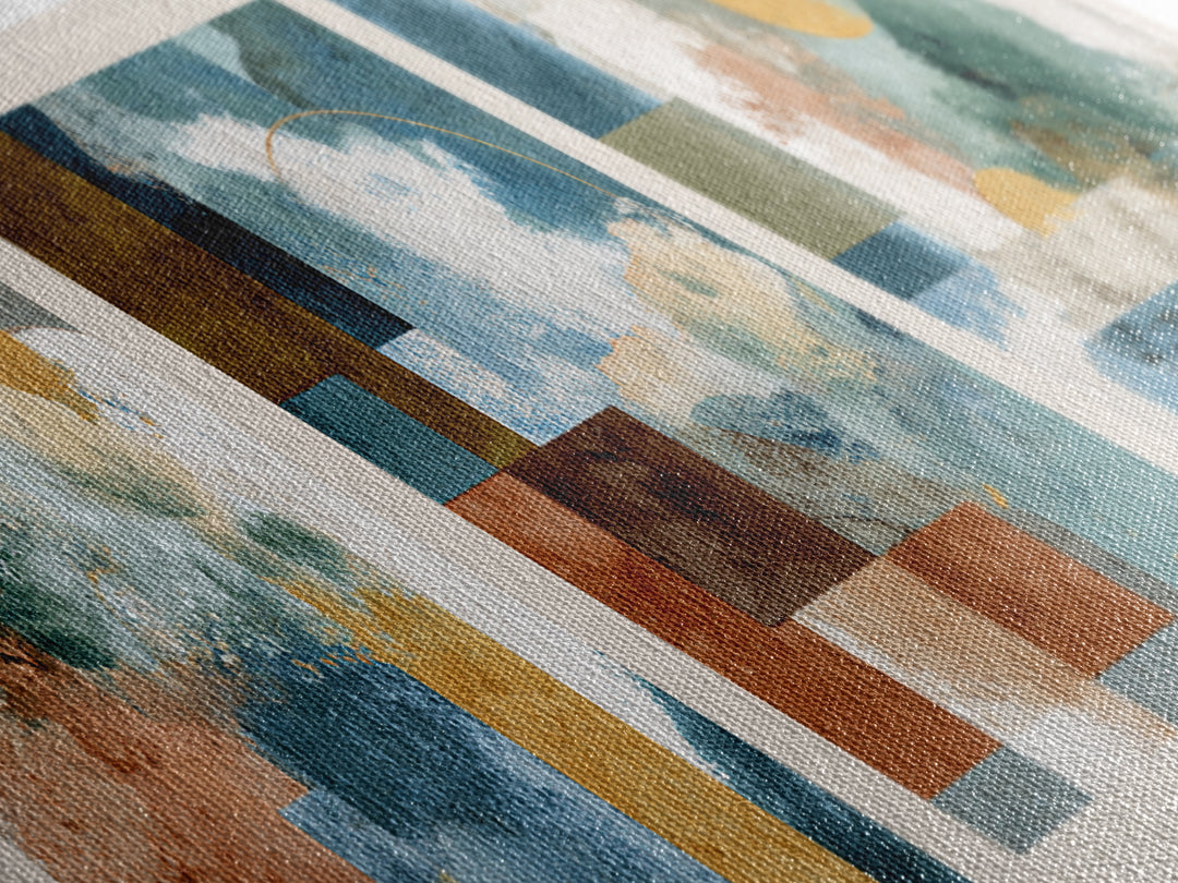 Warm Terra Cotta Abstract Landscape Canvas Print, Mediterranean Art, Watercolor Art, Living Room Decor, Fine Art, Azure, MAR-3x1-54