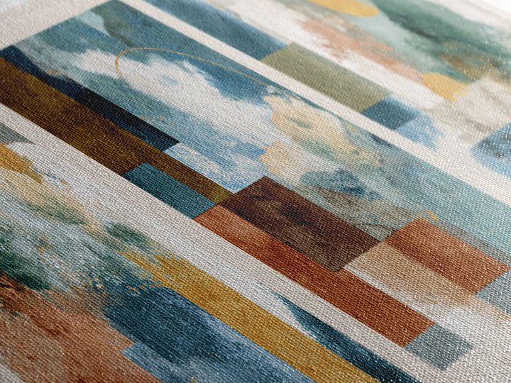 Warm Terra Cotta Abstract Landscape Canvas Print, Mediterranean Art, Watercolor Art, Living Room Decor, Fine Art, Azure, MAR-3x1-54