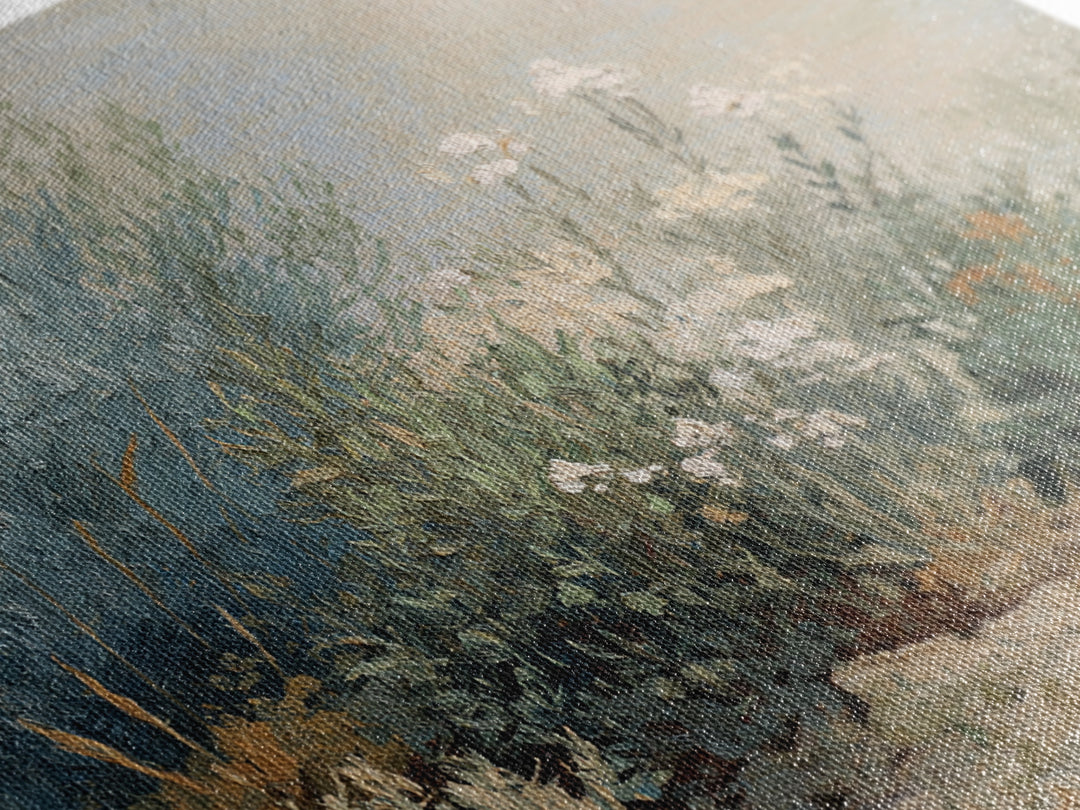 Wild Herbs Rosemary and Thyme Botanical Study Canvas Print, Mediterranean Art, Printable Wall Art, Living Room Decor, Azure, MAR-3x2-28