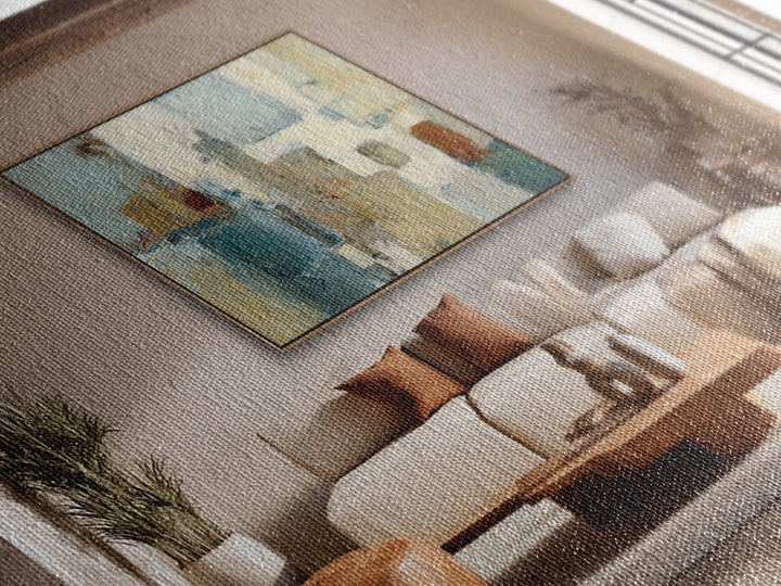 Warm Terra Cotta Abstract Landscape Canvas Print, Mediterranean Art, Printable Art, Living Room Decor, Fine Art, Azure, MAR-3x2-42