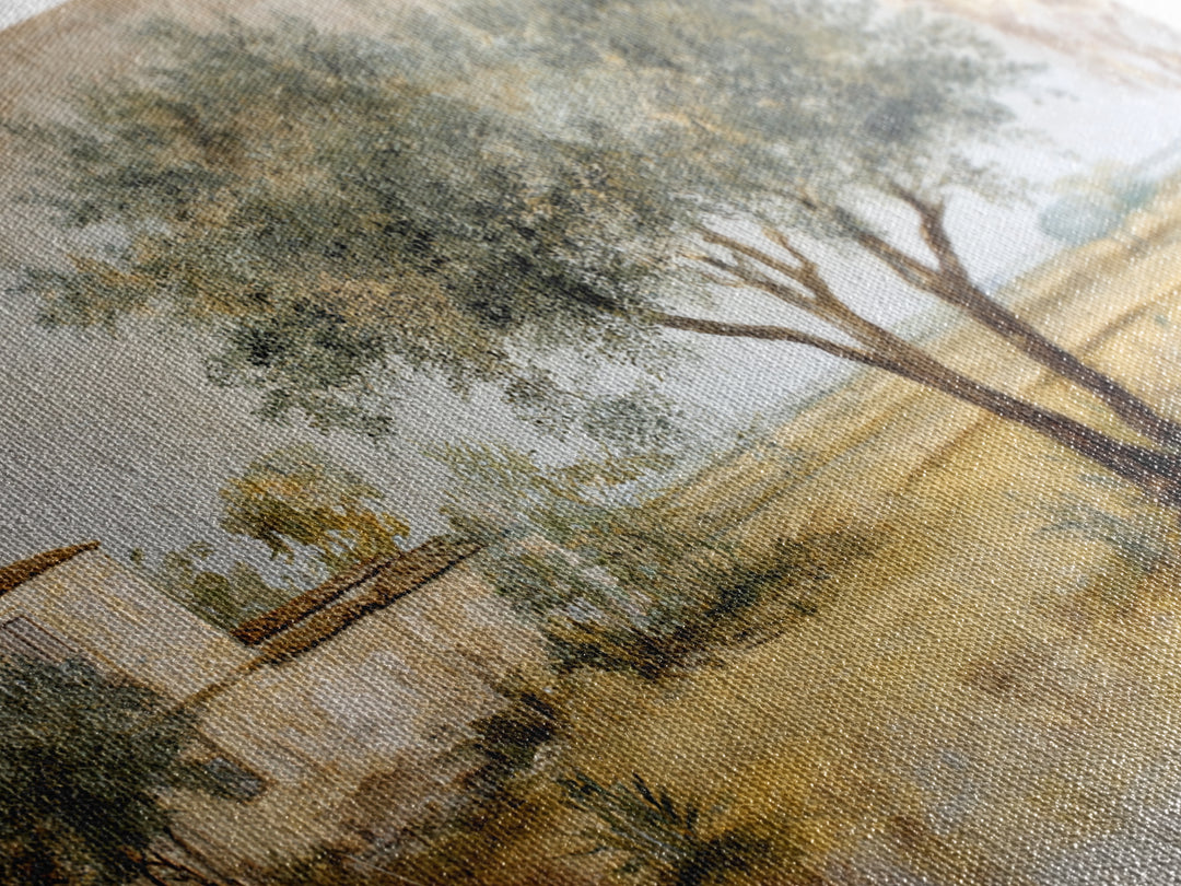 Olive Grove under Pale Morning Light Framed Canvas Print, Mediterranean Art, Nautical Decor, Living Room Decor, Fine Art, Azure, MAR-3x2-69
