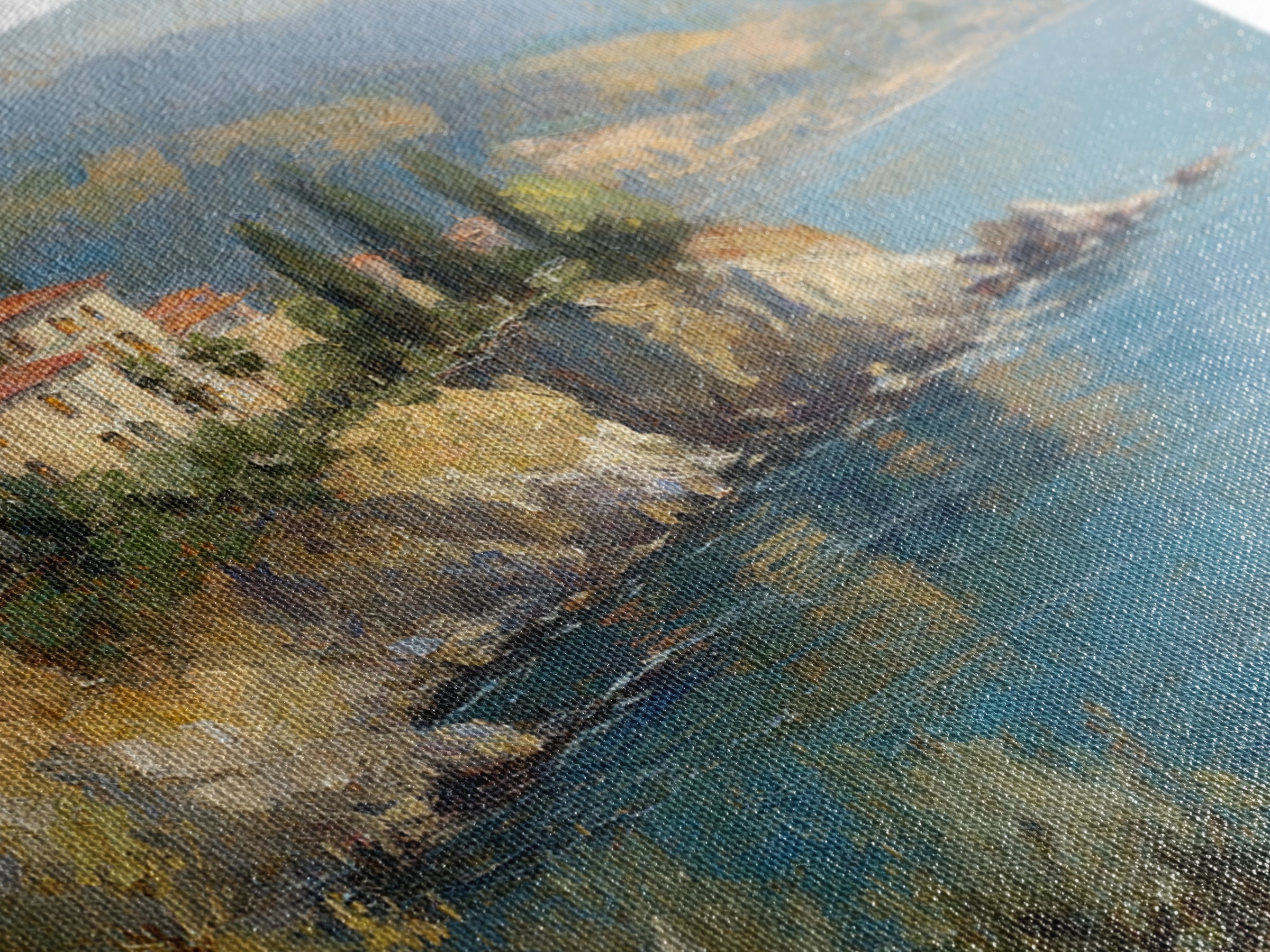 Coastal Cliffs with Sparkling Blue Water Canvas Print, Mediterranean Art, Coastal Art, Living Room Decor, Fine Art, Azure, MAR-3x2-72