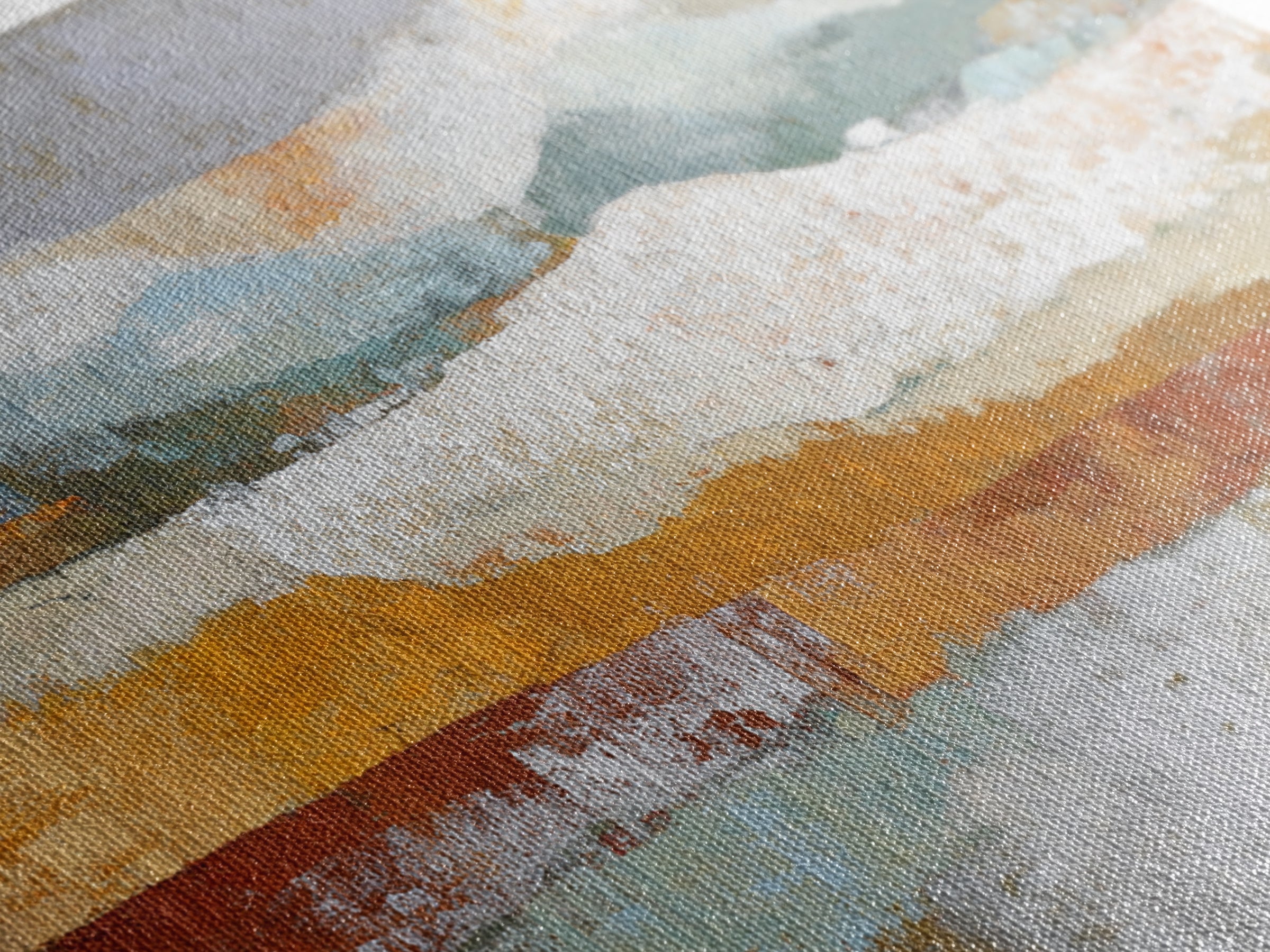 Warm Terra Cotta Abstract Landscape Framed Canvas Print, Mediterranean Art, Modern Wall Art, Living Room Decor, Watercolor Art, MAR-3x2-90