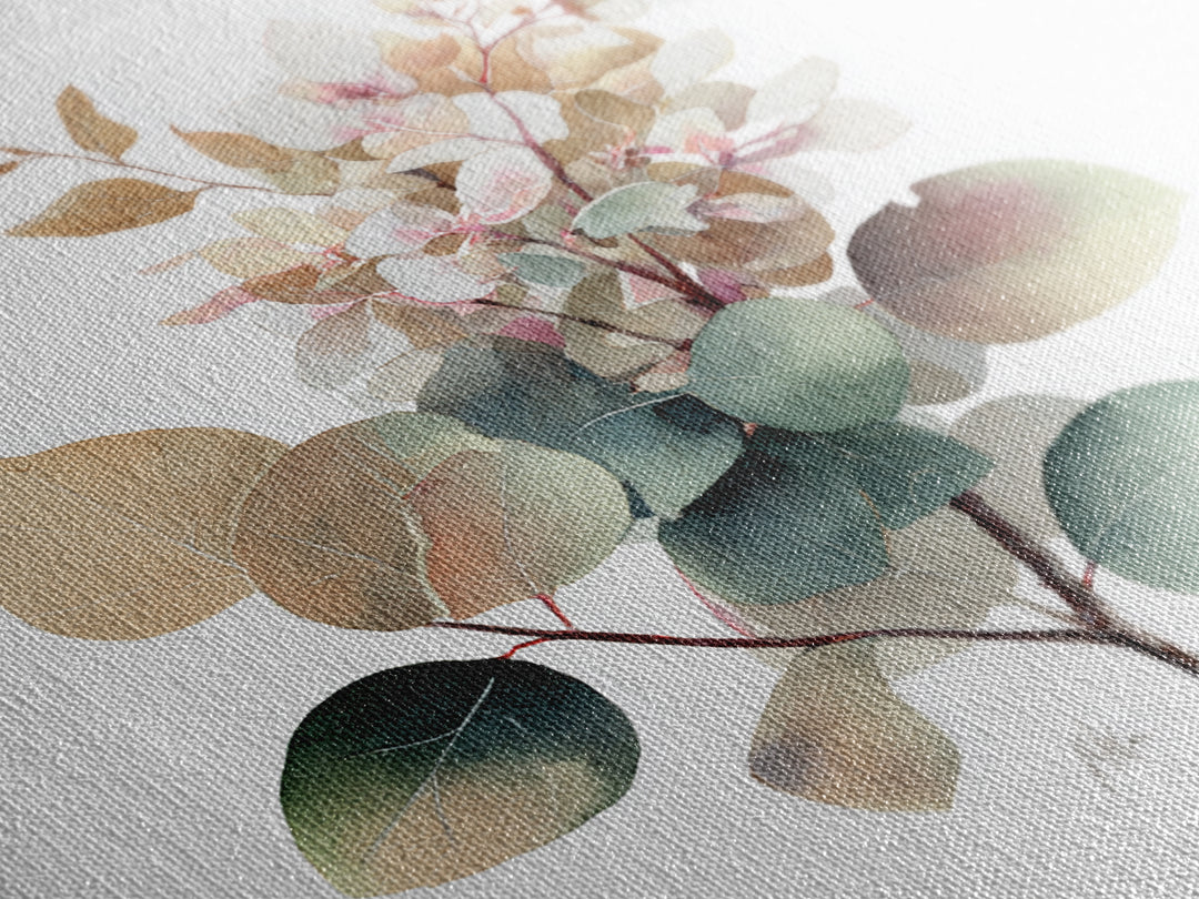 Gentle Eucalyptus Watercolor Branches Framed Canvas Print, Master Bedroom, Art Print, Bedroom Decor, Oil Painting, Sanctuary, MAS-1x1-12