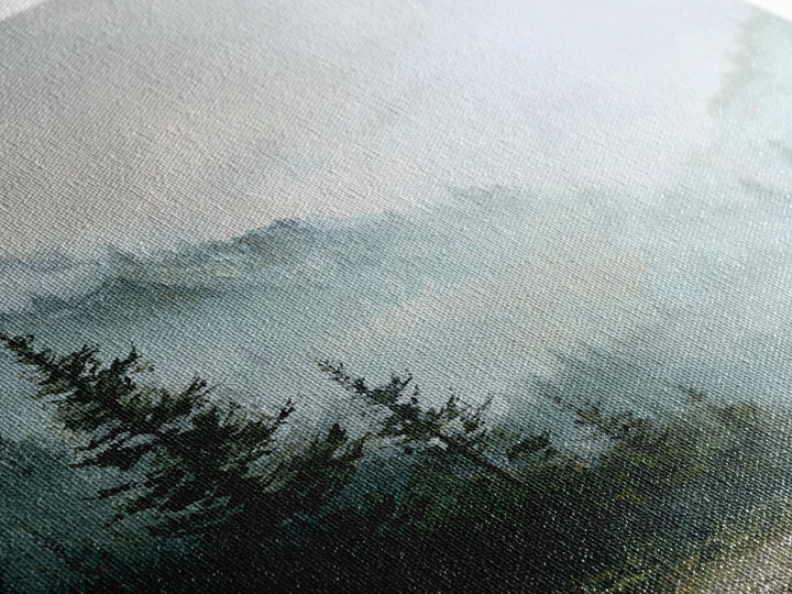 Calm Misty Forest Panorama Framed Canvas Print, Master Bedroom, Wedding Decor, Bedroom Decor, Sanctuary, Rustic Home Decor, MAS-1x1-28