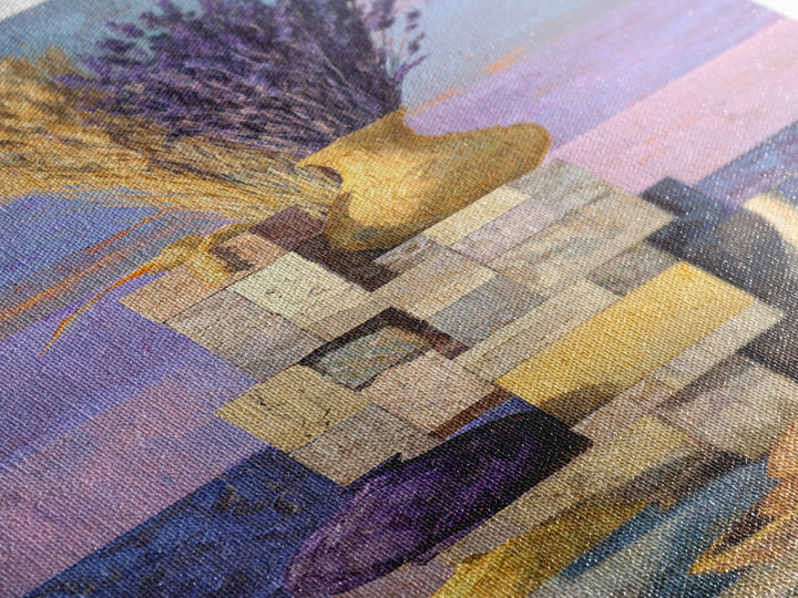 Lavender Field at Twilight Framed Canvas Print, Master Bedroom, Over Bed Wall Art, Bedroom Decor, Oil Painting, Sanctuary, MAS-1x3-30