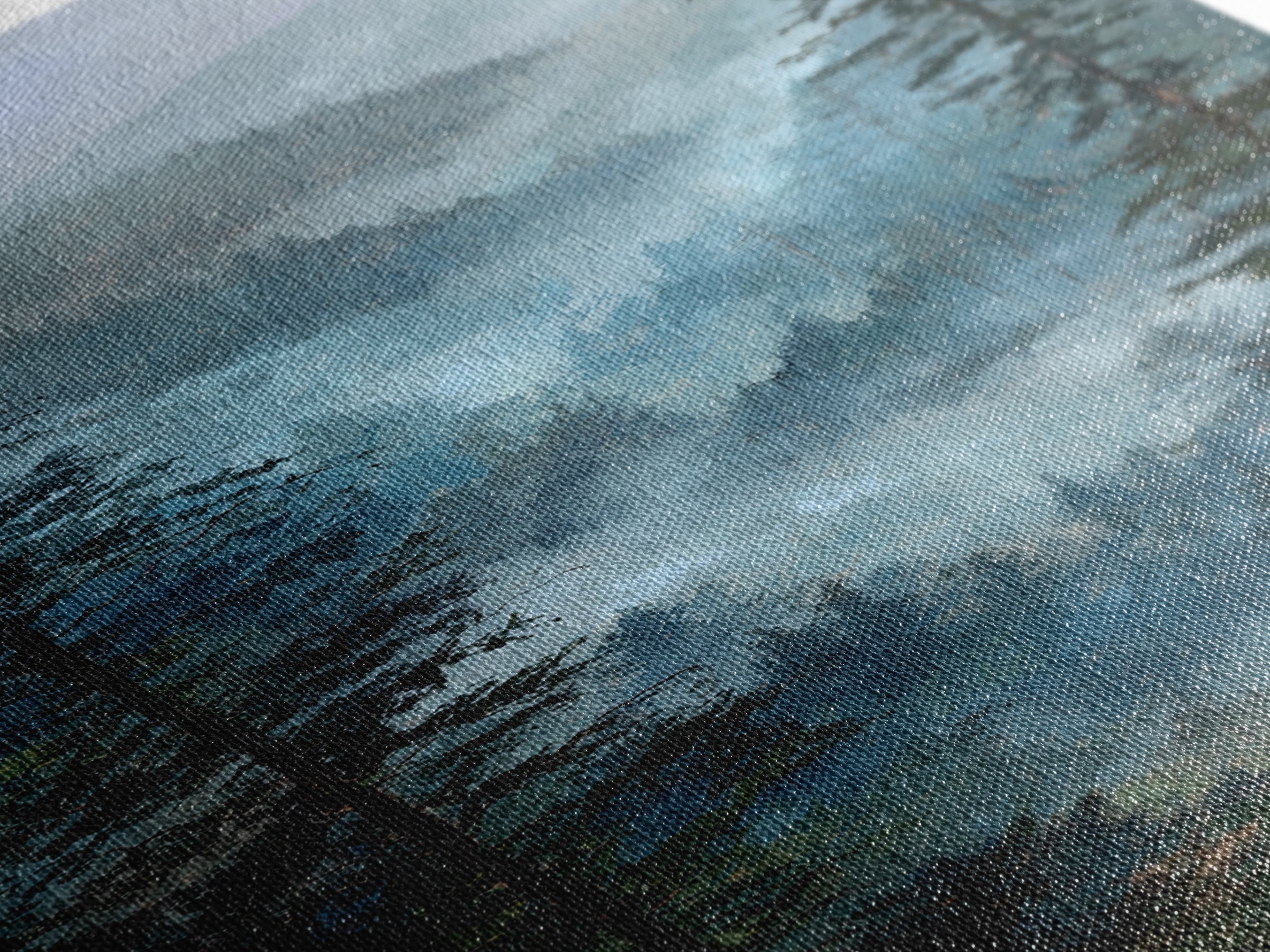 Calm Misty Forest Panorama Canvas Print, Master Bedroom, Bedroom Wall Art, Bedroom Decor, Oil Painting, Sanctuary, MAS-1x3-40