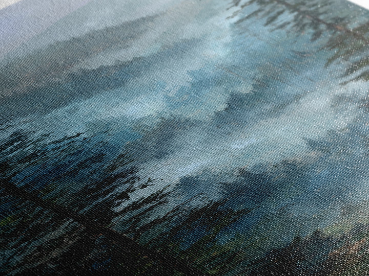 Calm Misty Forest Panorama Canvas Print, Master Bedroom, Bedroom Wall Art, Bedroom Decor, Oil Painting, Sanctuary, MAS-1x3-40