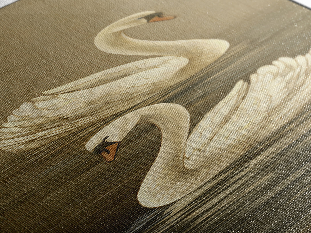 Romantic Swan Pair on Dark Water Canvas Print, Master Bedroom, Set of 2 Prints, Bedroom Decor, Abstract Art, Sanctuary, MAS-1x3-51