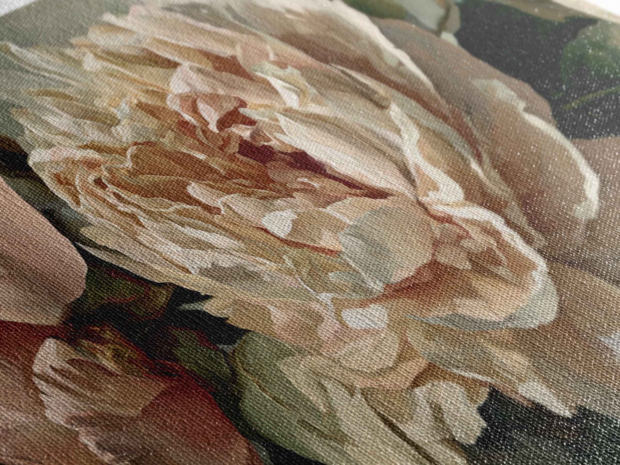 Romantic Neutral Peony Closeup Canvas Print, Master Bedroom, Textured Painting, Bedroom Decor, Fine Art, Sanctuary, Wall Decal, MAS-2x1-22
