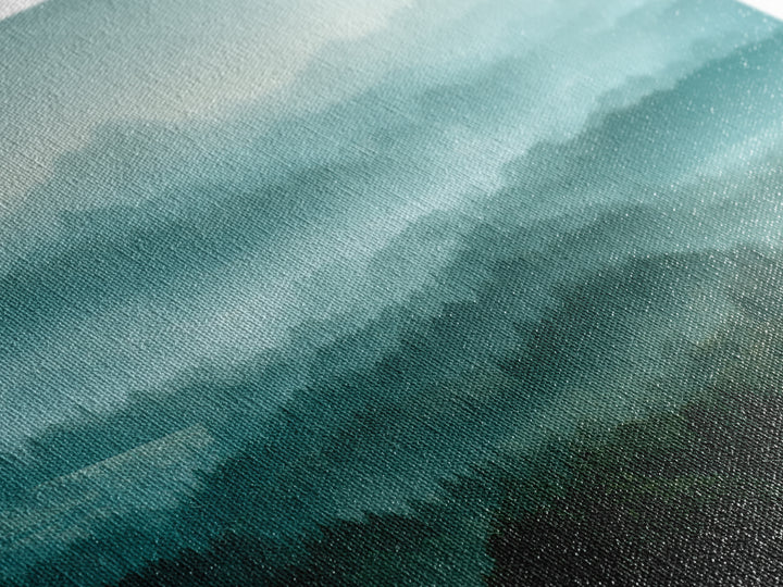 Calm Misty Forest Panorama Framed Canvas Print, Master Bedroom, Minimalist Decor, Bedroom Decor, Oil Painting, Sanctuary, MAS-2x1-24