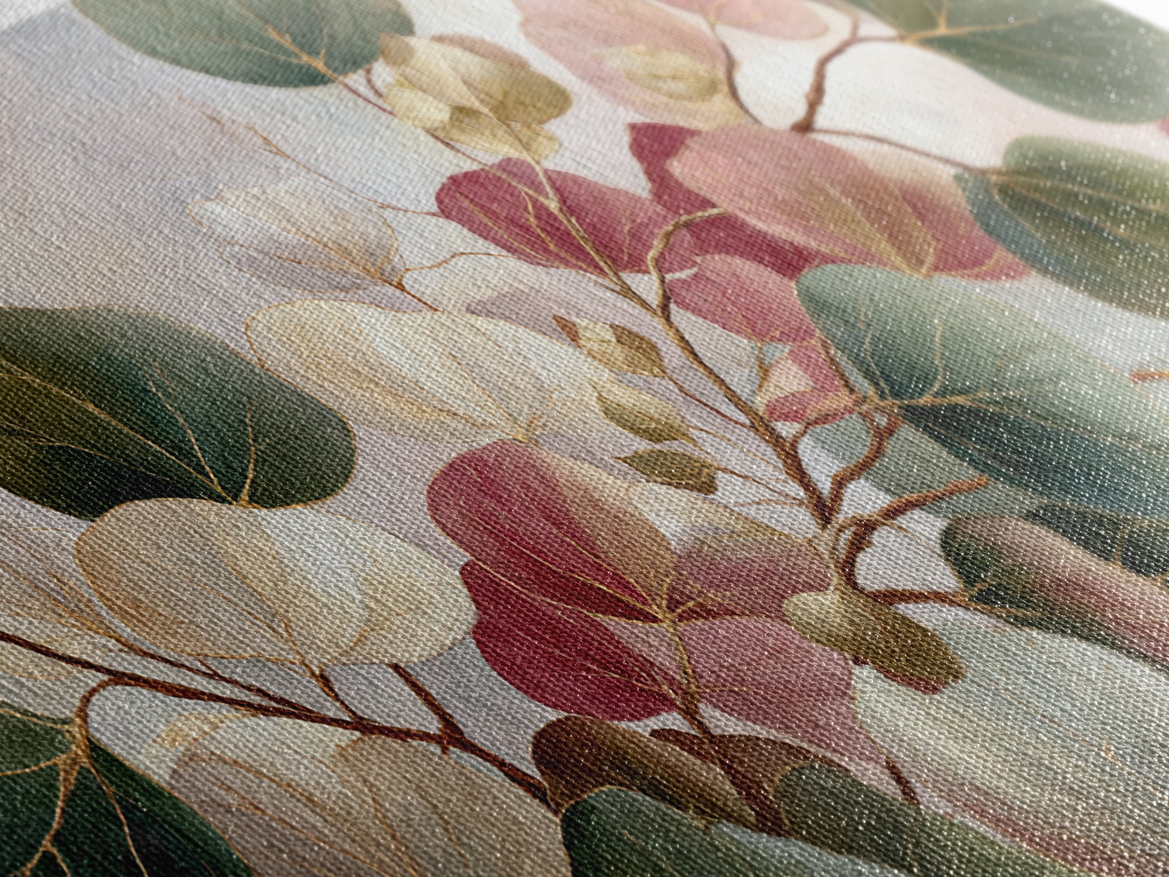Gentle Eucalyptus Watercolor Branches Framed Canvas Print, Master Bedroom, Large Wall Art, Bedroom Decor, Fine Art, Sanctuary, MAS-2x1-56