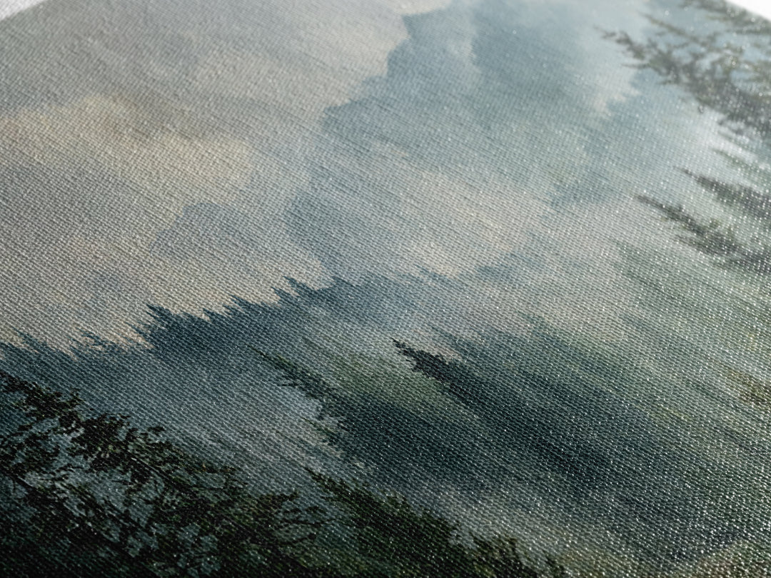 Calm Misty Forest Panorama Framed Canvas Print, Master Bedroom, Printable Art, Bedroom Decor, Sanctuary, Wall Art Bedroom, MAS-2x1-72