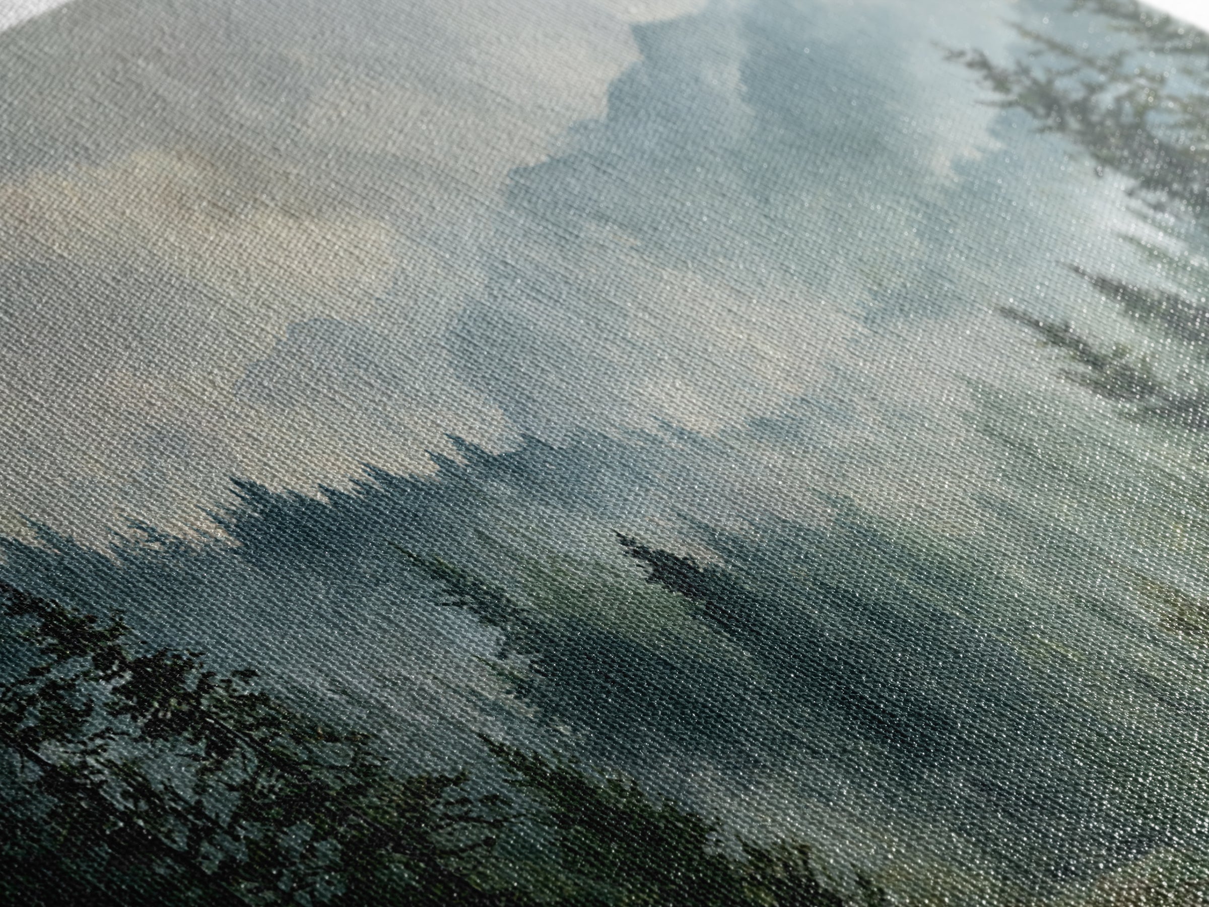 Calm Misty Forest Panorama Framed Canvas Print, Master Bedroom, Printable Art, Bedroom Decor, Sanctuary, Wall Art Bedroom, MAS-2x1-72
