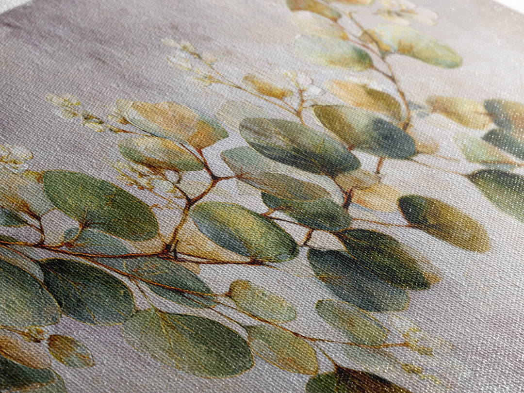 Gentle Eucalyptus Watercolor Branches Framed Canvas Print, Master Bedroom, Farmhouse Wall Art, Bedroom Decor, Oil Painting, MAS-2x1-80