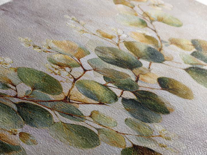 Gentle Eucalyptus Watercolor Branches Framed Canvas Print, Master Bedroom, Farmhouse Wall Art, Bedroom Decor, Oil Painting, MAS-2x1-80