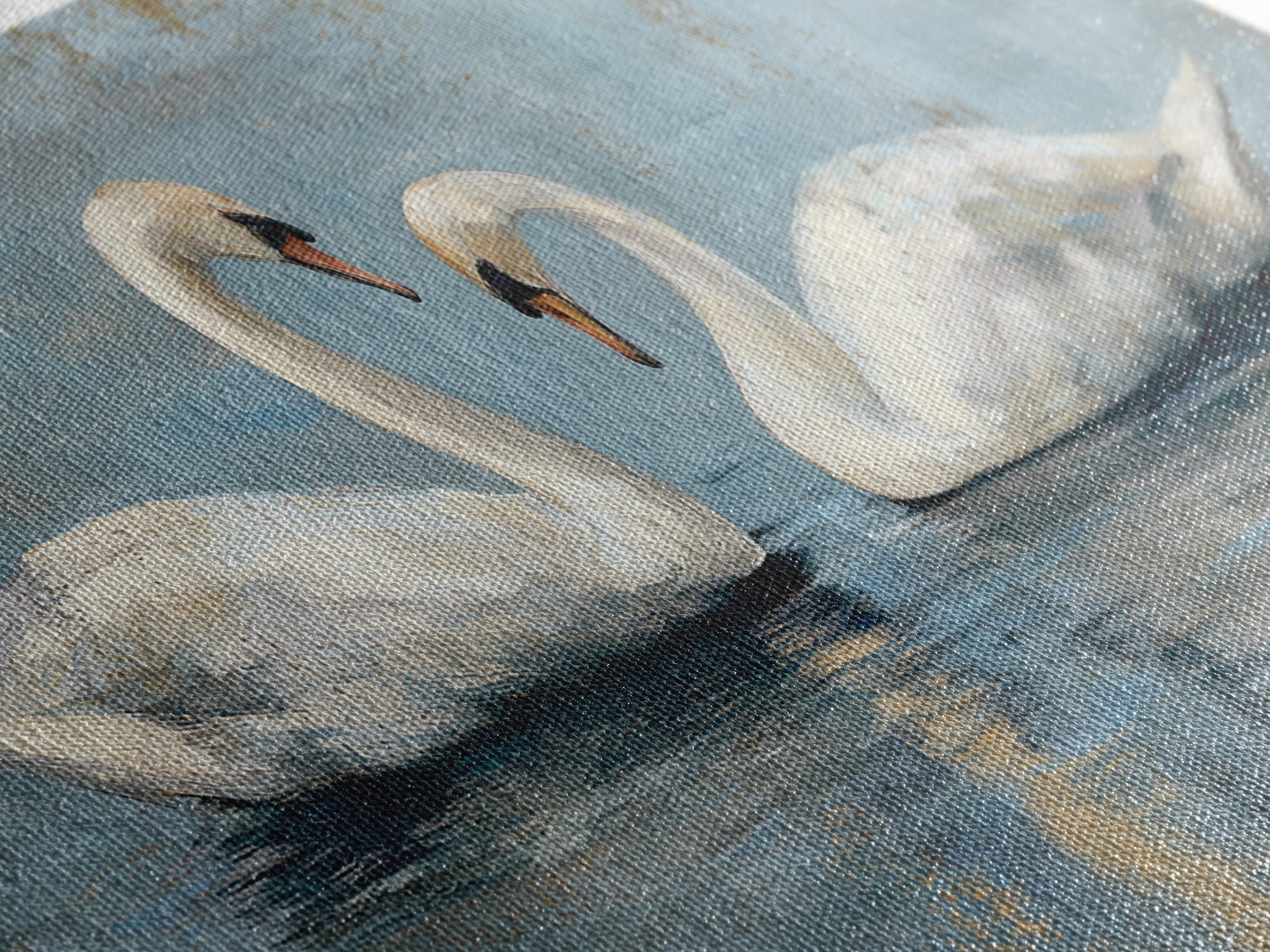 Romantic Swan Pair on Dark Water Framed Canvas Print, Master Bedroom, Art Print, Bedroom Decor, Sanctuary, Above Bed Decor, MAS-2x1-83