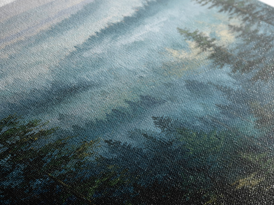 Calm Misty Forest Panorama Framed Canvas Print, Master Bedroom, Modern Decor, Bedroom Decor, Fine Art, Sanctuary, Wall Decor, MAS-2x3-84