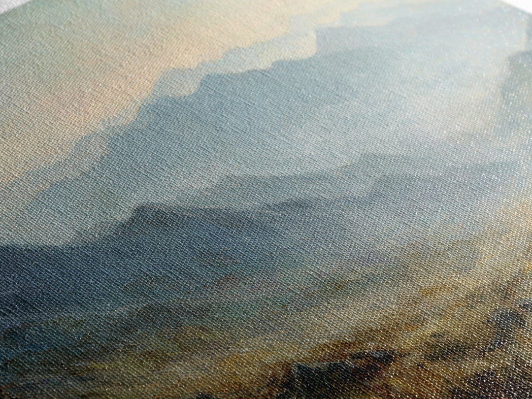 Soft Mountain Ridge Framed Canvas Print, Master Bedroom, Above Bed Wall Decor, Bedroom Decor, Oil Painting, Sanctuary, MAS-3x1-53