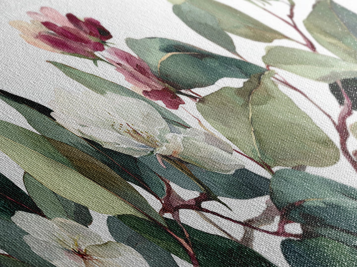Gentle Eucalyptus Watercolor Branches Canvas Print, Master Bedroom, Art Print, Bedroom Decor, Oil Painting, Sanctuary, MAS-3x1-76