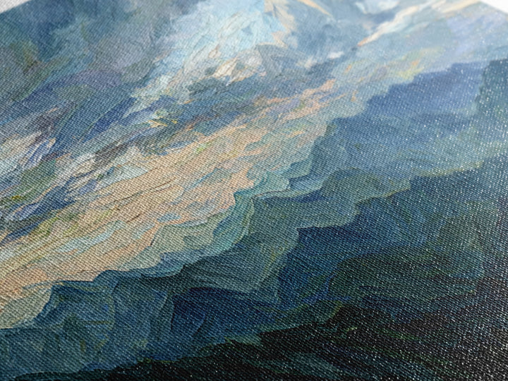 Soft Mountain Ridge Framed Canvas Print, Master Bedroom, Above Bed Wall Decor, Bedroom Decor, Oil Painting, Sanctuary, MAS-3x1-77