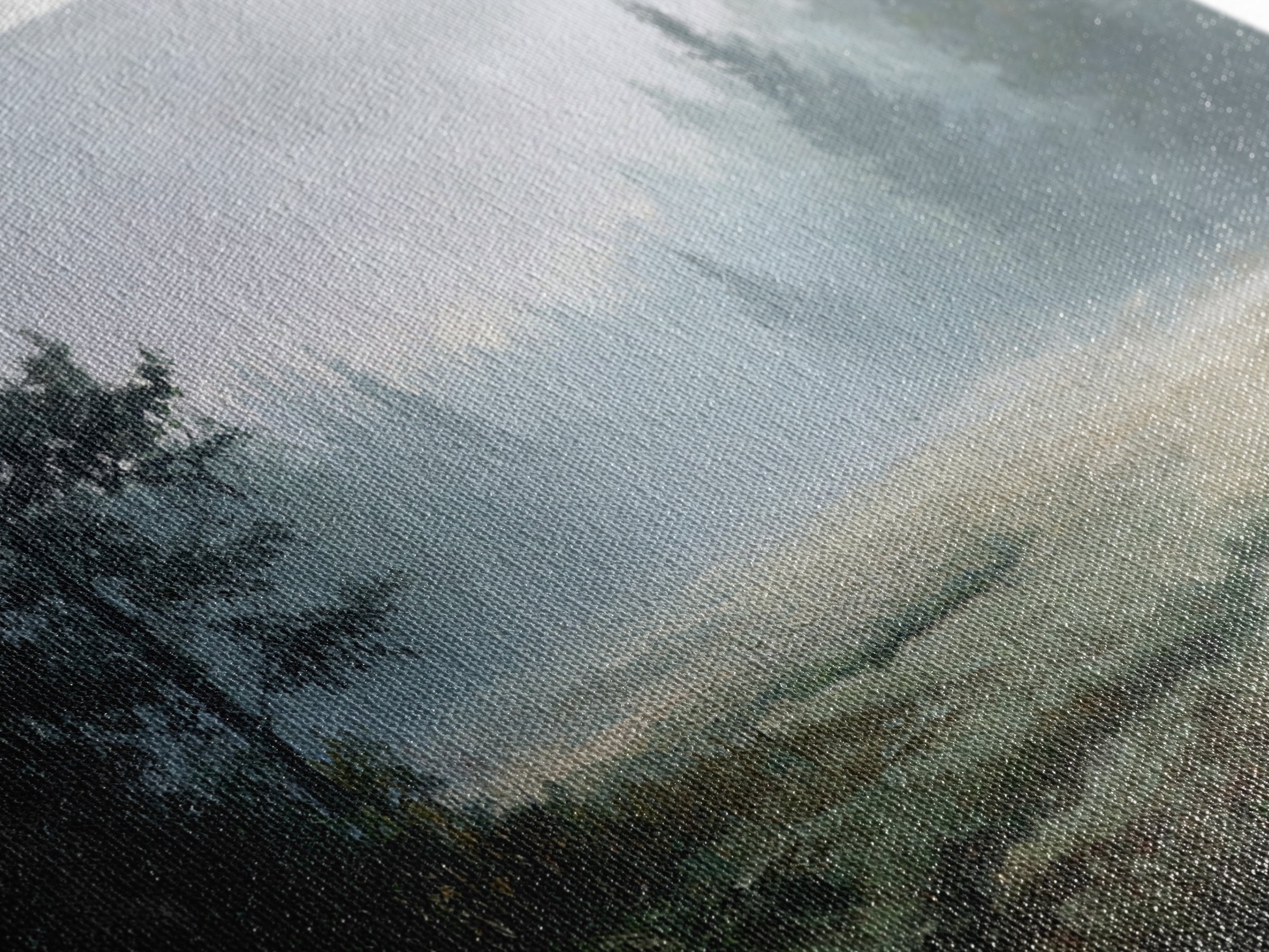 Calm Misty Forest Panorama Canvas Print, Master Bedroom, Above Bed Wall Decor, Bedroom Decor, Oil Painting, Sanctuary, MAS-3x2-32