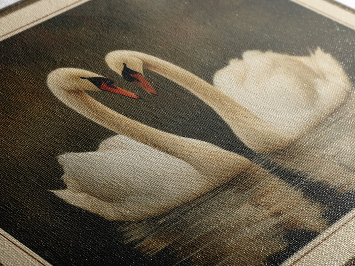 Romantic Swan Pair on Dark Water Canvas Print, Master Bedroom, Wall Decal, Bedroom Decor, Watercolor Art, Sanctuary, MAS-3x2-67