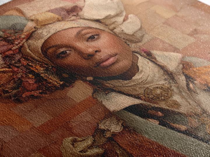 Ornate Portrait with Layered Textiles and Jewels Canvas Print, Maximalist Art, Home Decor, Living Room Decor, Fine Art, Maximal, MAX-1x1-4