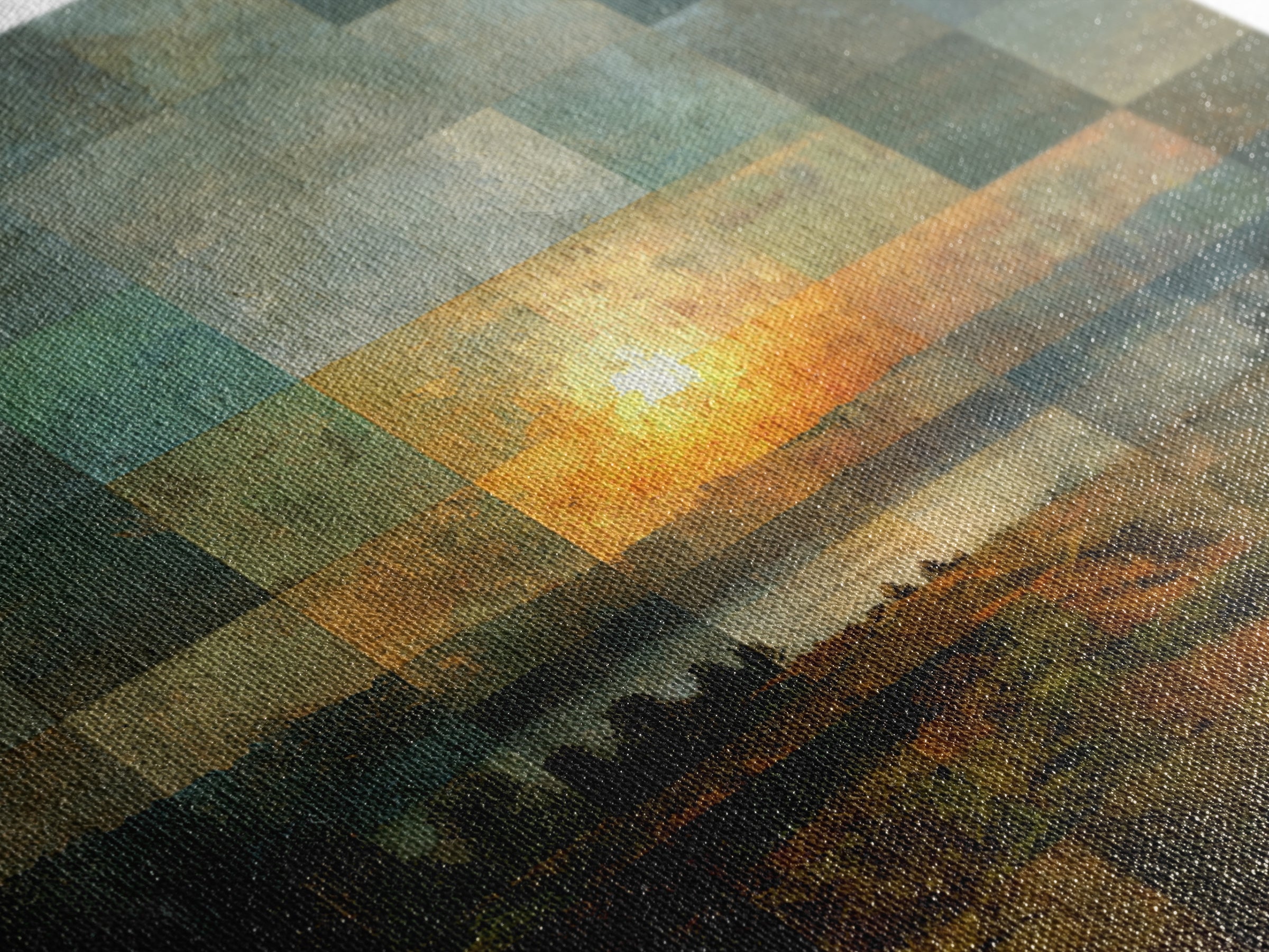 Eclectic Checkerboard Landscape Canvas Print, Maximalist Art, Fine Art Print, Living Room Decor, Maximal, Digital Prints, MAX-1x1-5