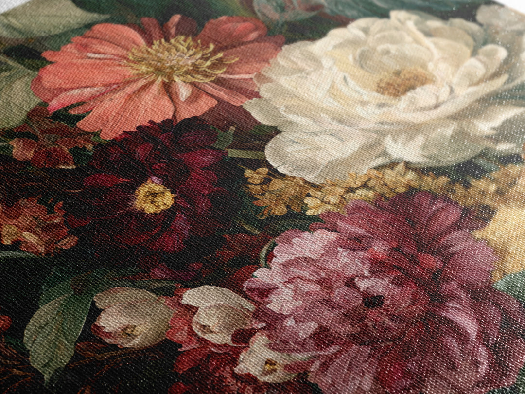Crowded Botanical Tapestry Framed Canvas Print, Maximalist Art, Digital Print, Living Room Decor, Oil Painting, Maximal, MAX-1x1-7