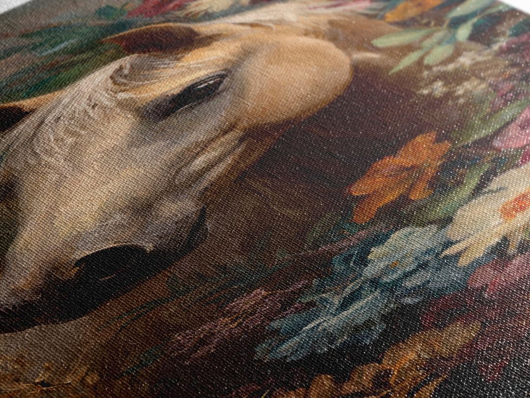 Jewel Tone Horse Portrait Canvas Print, Maximalist Art, Boho Wall Art, Living Room Decor, Oil Painting, Maximal, MAX-1x3-33