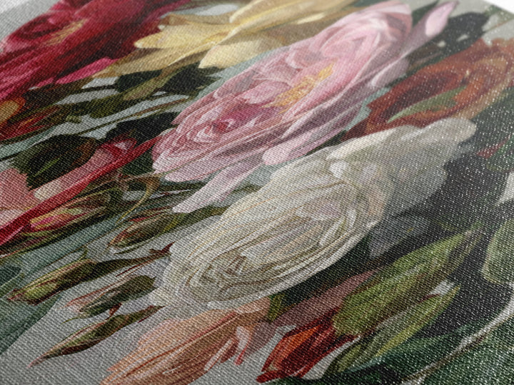 Baroque Roses Mixed Framed Canvas Print, Maximalist Art, Luxury Decor, Living Room Decor, Abstract Art, Maximal, MAX-1x3-66