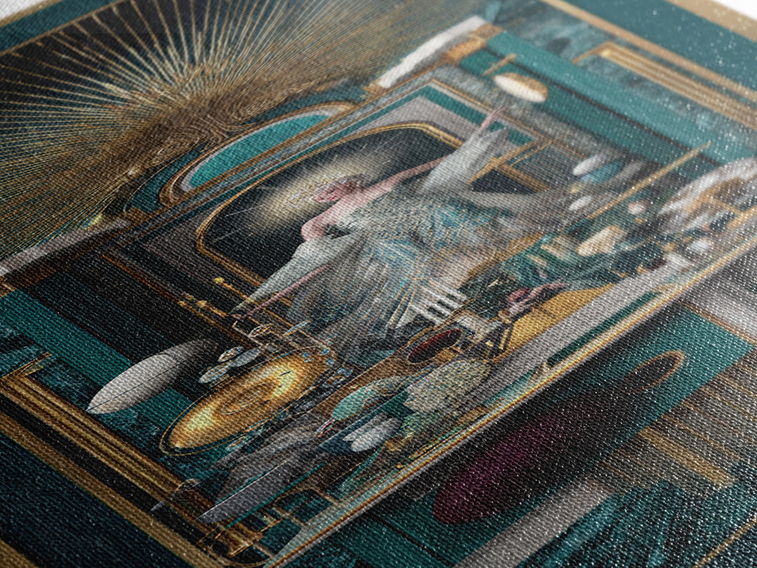 Surreal Room of Floating Objects as Decorative Canvas Print, Maximalist Art, Digital Art, Living Room Decor, Fine Art, Maximal, MAX-1x3-93