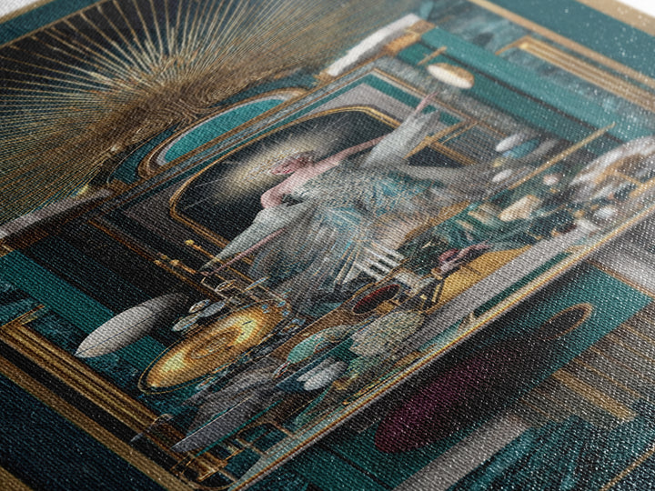 Surreal Room of Floating Objects as Decorative Canvas Print, Maximalist Art, Digital Art, Living Room Decor, Fine Art, Maximal, MAX-1x3-93