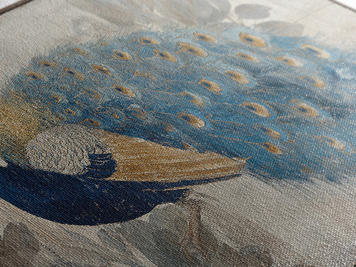 Dramatic Peacock with Oversized Feather Pattern Canvas Print, Maximalist Art, Contemporary Art, Living Room Decor, Maximal, MAX-2x1-28