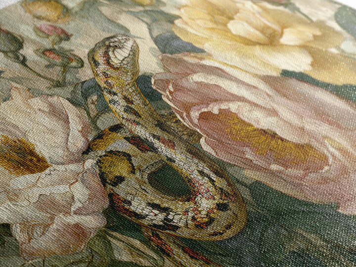 Highly Patterned Snake and Flower Composition Canvas Print, Maximalist Art, Living Room Decor, Maximal, Retro Wall Art, MAX-2x1-33
