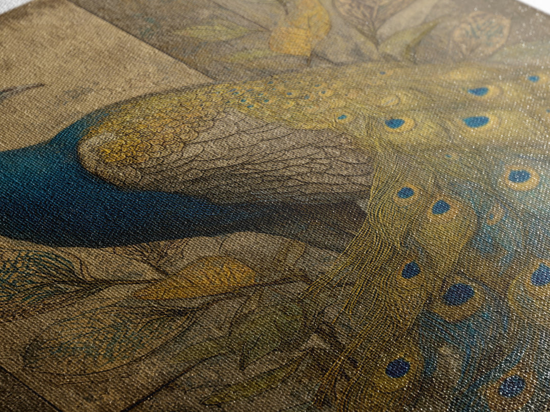 Dramatic Peacock with Oversized Feather Pattern Canvas Print, Maximalist Art, Gallery Decor, Living Room Decor, Maximal, MAX-2x3-16