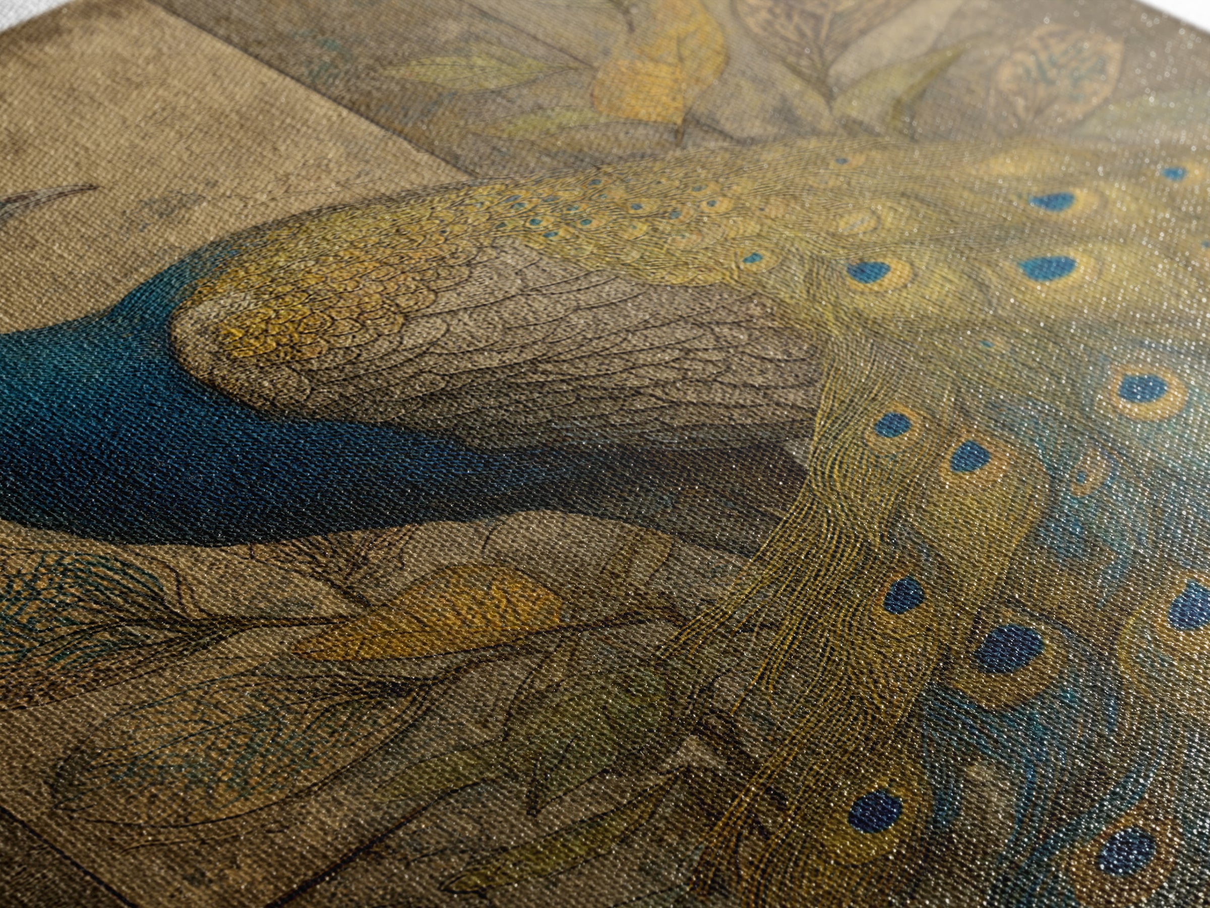 Dramatic Peacock with Oversized Feather Pattern Canvas Print, Maximalist Art, Gallery Decor, Living Room Decor, Maximal, MAX-2x3-16