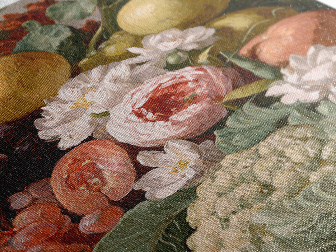 Rococo Fruit Feast Canvas Print, Maximalist Art, Digital Art, Living Room Decor, Maximal, Pink Wall Art, Dopamine Decor, MAX-2x3-23