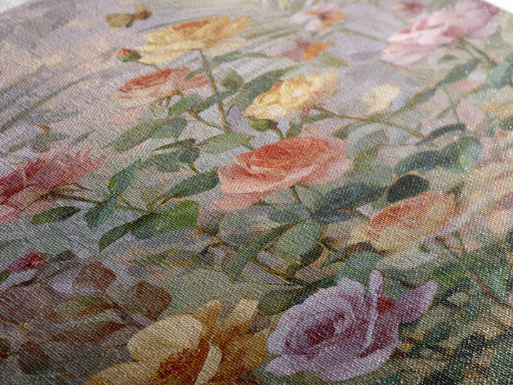 Lush Garden Wall of Roses Palms and Framed Canvas Print, Maximalist Art, Wall Decor, Living Room Decor, Fine Art, Maximal, MAX-2x3-46